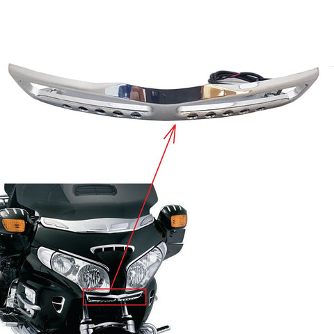 GOLDWING 2011-2017 LOWER HEADLIGHT GRILL FAIRING WITH LED LIGHT CHROME