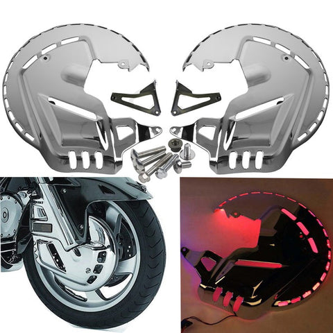 GOLDWING 2001-2017 FRONT BRAKE DISC ROTOR COVERS CHROME WITH RED LED